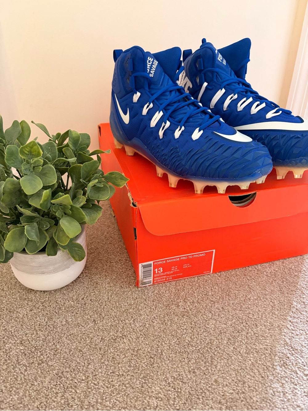 Nike Cleats Force Savage Pro size 13 men’s blue and white
